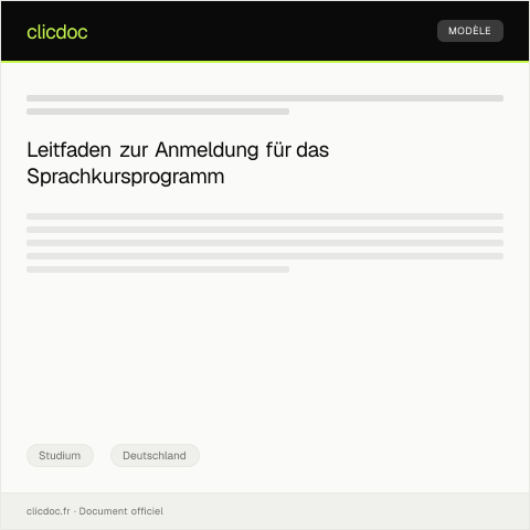Dokumentvorschau: Anmeldung für das Sprachkursprogramm an der Hochschule — Studium, Deutschland