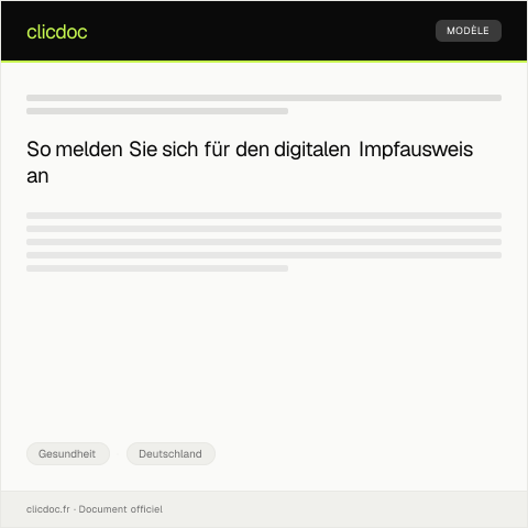 Dokumentvorschau: Anmeldung für den universellen Impfausweis digital — Gesundheit, Deutschland