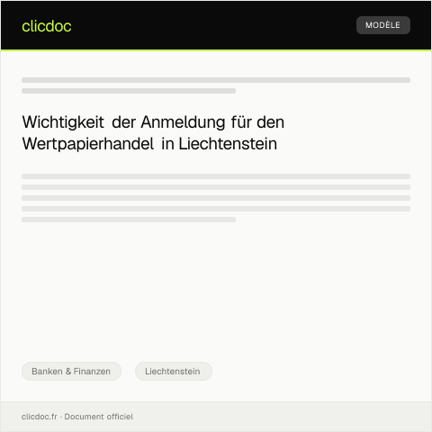 Dokumentvorschau: Anmeldung für den Wertpapierhandel — Banken & Finanzen, Liechtenstein