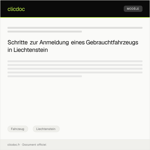 Dokumentvorschau: Anmeldung eines Gebrauchtfahrzeugs — Fahrzeug, Liechtenstein