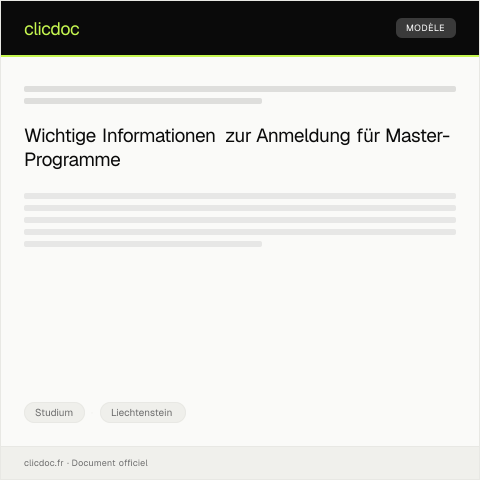 Dokumentvorschau: Anmeldung für Master-Programme an der Universität Liechtenstein — Studium, Liechtenstein