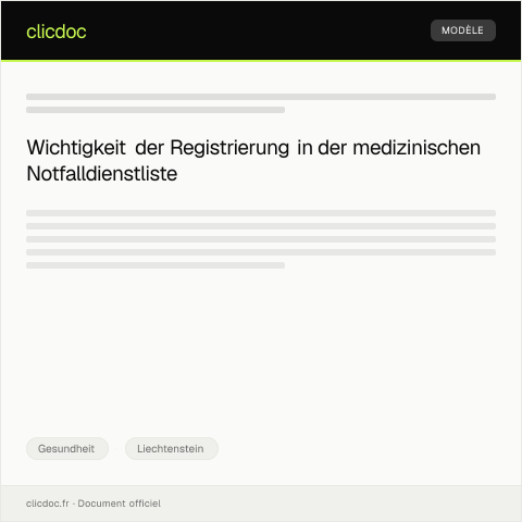 Dokumentvorschau: Anmeldung in der medizinischen Notfalldienstliste — Gesundheit, Liechtenstein