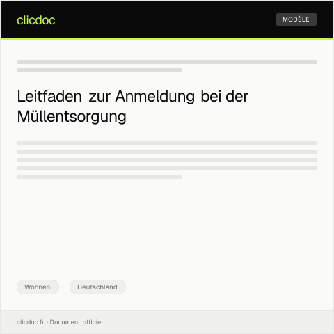 Dokumentvorschau: Anmeldung bei der Müllentsorgung – Kommunale Abfallwirtschaft — Wohnen, Deutschland