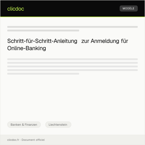 Dokumentvorschau: Anmeldung für das Online-Banking-Konto — Banken & Finanzen, Liechtenstein