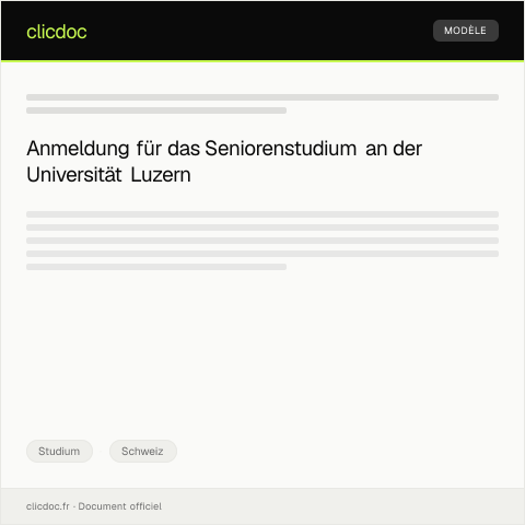 Dokumentvorschau: Anmeldung für das Seniorenstudium an der Universität Luzern — Studium, Schweiz