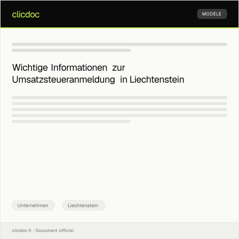 Dokumentvorschau: Anmeldung zur Umsatzsteuer bei der Steuerverwaltung — Unternehmen, Liechtenstein