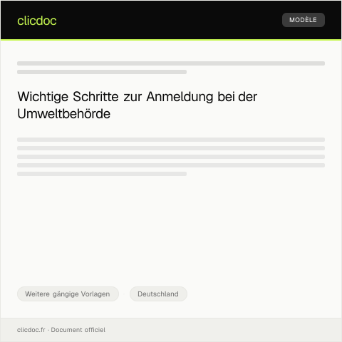 Dokumentvorschau: Anmeldung bei der Umweltbehörde für Umweltgutachten — Weitere gängige Vorlagen, Deutschland