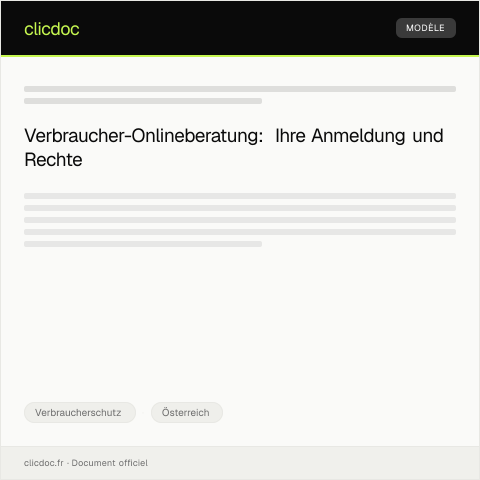Dokumentvorschau: Anmeldung für die Verbraucher-Onlineberatung — Verbraucherschutz, Österreich