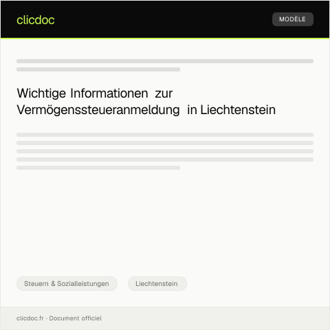 Dokumentvorschau: Anmeldung für die Vermögenssteuer — Steuern & Sozialleistungen, Liechtenstein