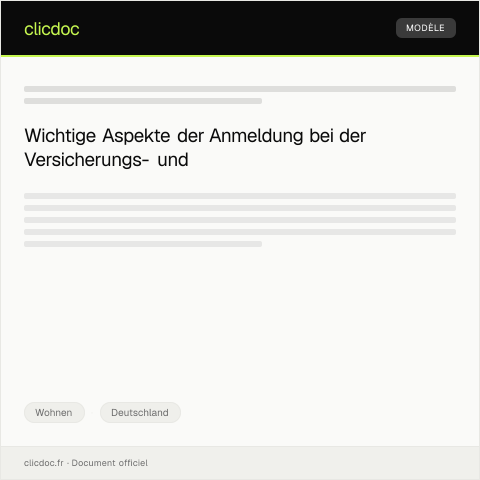 Dokumentvorschau: Anmeldung bei der Versicherungs- und Hausratversicherung – Versicherungsunternehmen — Wohnen, Deutschland