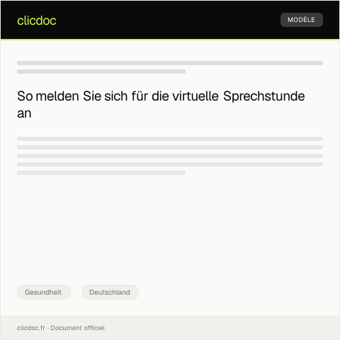 Dokumentvorschau: Anmeldung für die virtuelle Sprechstunde — Gesundheit, Deutschland