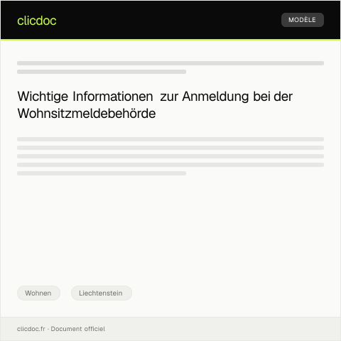 Dokumentvorschau: Anmeldung bei der Wohnsitzmeldebehörde — Wohnen, Liechtenstein