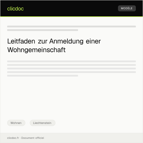 Dokumentvorschau: Anmeldung einer Wohngemeinschaft bei der Gemeinde — Wohnen, Liechtenstein