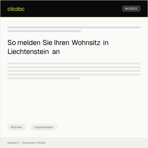 Dokumentvorschau: Anmeldung eines Wohnsitzes bei der Bürgerdienste — Wohnen, Liechtenstein