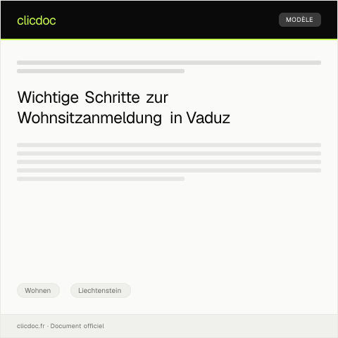 Dokumentvorschau: Anmeldung des Wohnsitzes bei der Gemeinde Vaduz — Wohnen, Liechtenstein