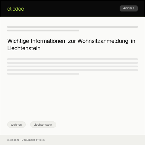 Dokumentvorschau: Anmeldung bei der Zentralen Registerstelle für Wohnsitze — Wohnen, Liechtenstein