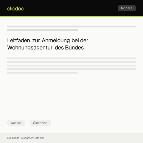 Dokumentvorschau: Anmeldung bei der Wohnungsagentur des Bundes — Wohnen, Österreich