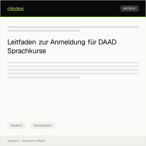 Dokumentvorschau: Anmeldung zu Sprachkursen für internationale Studierende beim DAAD — Studium, Deutschland