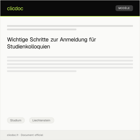 Dokumentvorschau: Anmeldung zu Studienkolloquien — Studium, Liechtenstein