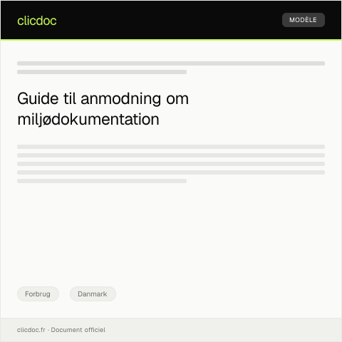 Document preview: Anmodning om dokumentation for produktets miljøpåvirkning — Forbrug, Danmark