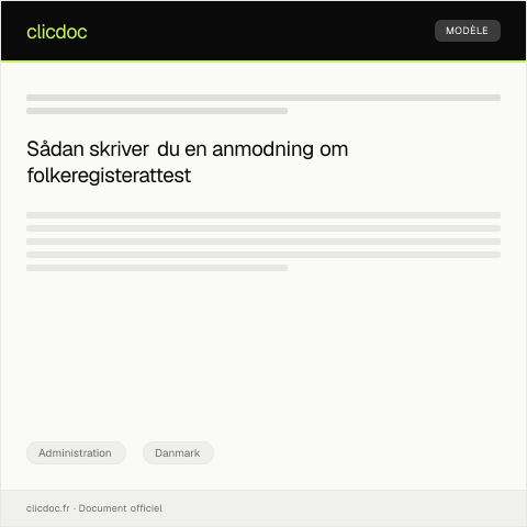 Document preview: Anmodning om udskrift af folkeregisterattest — Administration, Danmark