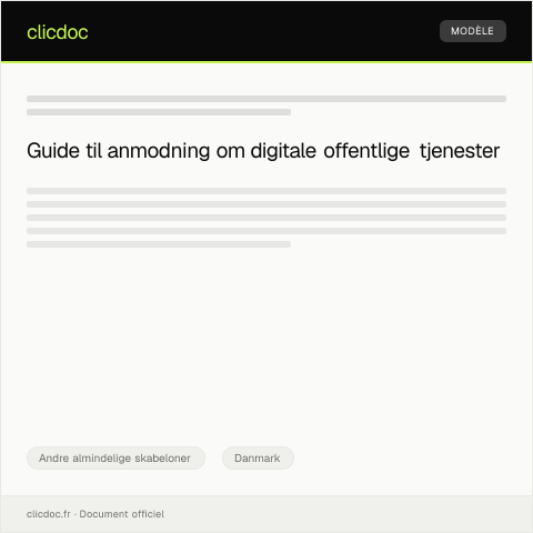 Document preview: Anmodning om adgang til digitale offentlige tjenester — Andre almindelige skabeloner, Danmark
