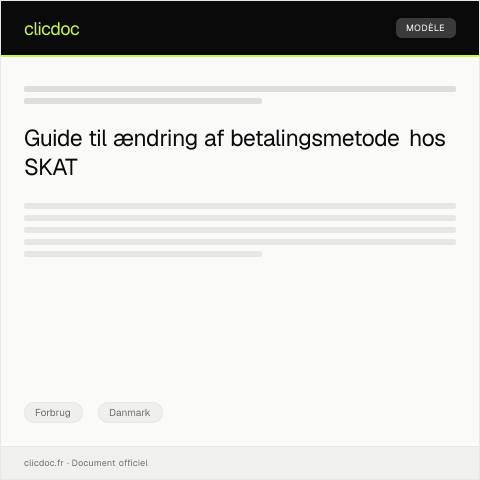 Document preview: Anmodning om ændring af betalingsmetode — Forbrug, Danmark