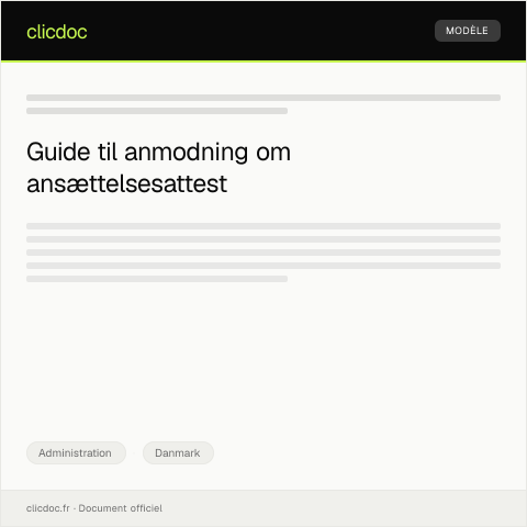 Document preview: Anmodning om ansættelsesattest — Administration, Danmark