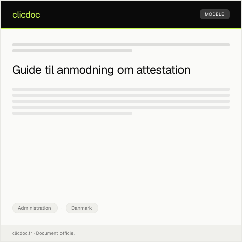 Document preview: Anmodning om attestation — Administration, Danmark