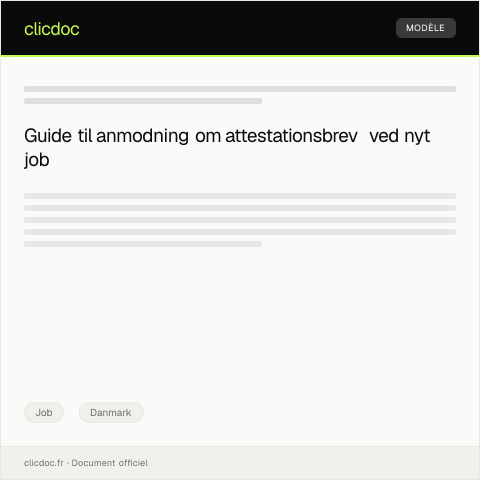 Document preview: Anmodning om attestationsbrev til nyt job — Job, Danmark