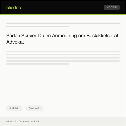 Document preview: Anmodning om beskikkelse af advokat — Juridisk, Danmark