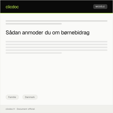 Document preview: Anmodning om børnebidrag gennem familyestyrelsen — Familie, Danmark