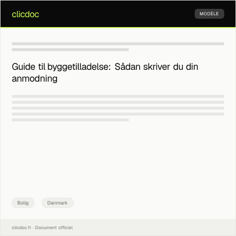 Document preview: Anmodning om byggetilladelse — Bolig, Danmark