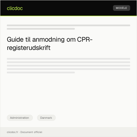Document preview: Anmodning om udskrift af CPR-register — Administration, Danmark