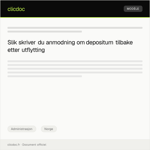 Document preview: Anmodning om depositum tilbake etter utflytting — Administrasjon, Norge