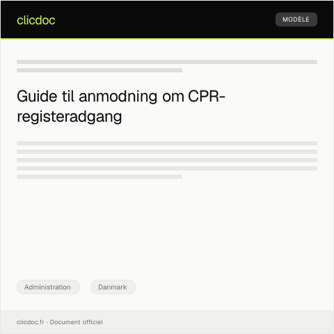 Document preview: Anmodning om digital adgang til CPR-registeret — Administration, Danmark