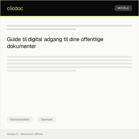 Document preview: Anmodning om digital adgang til mine offentlige dokumenter — Administration, Danmark