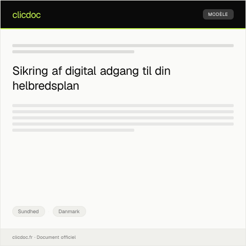 Document preview: Anmodning om digitalt adgang til helbredsplan — Sundhed, Danmark