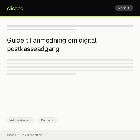 Document preview: Anmodning om digital postkasseadgang — Administration, Danmark