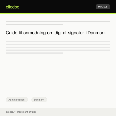 Document preview: Anmodning om digital signatur til offentlige tjenester — Administration, Danmark