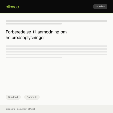 Document preview: Anmodning om digitale helbredsoplysninger — Sundhed, Danmark