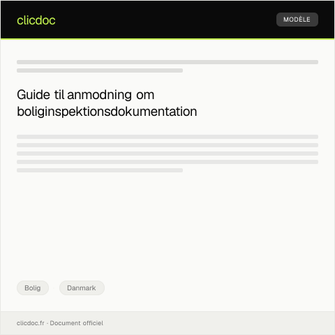 Document preview: Anmodning om dokumentation for boliginspektion — Bolig, Danmark