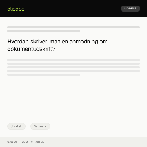 Document preview: Anmodning om dokumentudskrift — Juridisk, Danmark