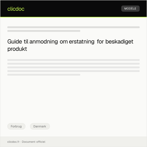 Document preview: Anmodning om erstatning for beskadiget produkt — Forbrug, Danmark