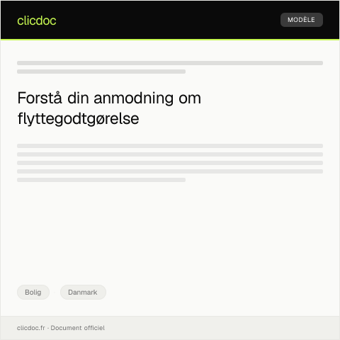 Document preview: Anmodning om flyttegodtgørelse — Bolig, Danmark
