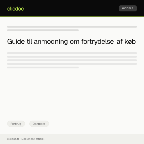 Document preview: Anmodning om fortrydelse af køb — Forbrug, Danmark