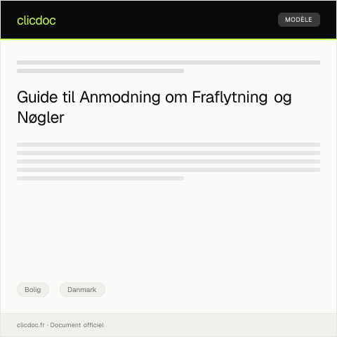 Document preview: Anmodning om fraflytning og aflevering af nøgler — Bolig, Danmark