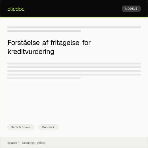 Document preview: Anmodning om fritagelse for kreditvurdering — Bank & finans, Danmark