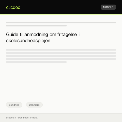 Document preview: Anmodning om fritagelse for helbredsundersøgelser i skolesundhedspleje — Sundhed, Danmark