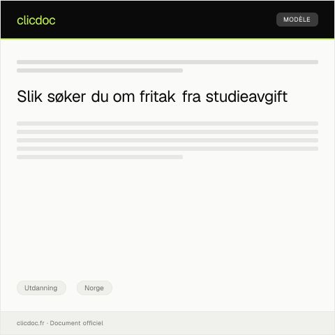 Document preview: Anmodning om fritak fra studieavgift — Utdanning, Norge